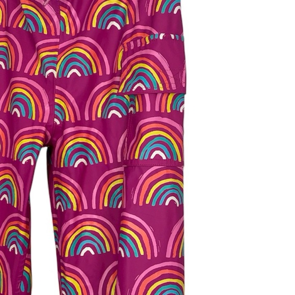 Hatley Pink Rainbow Joggers Kids Sz 8 Rain Pant Pocket Elastic Drawstring Waist - Picture 4 of 8